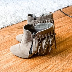 Ankle booties with fringe